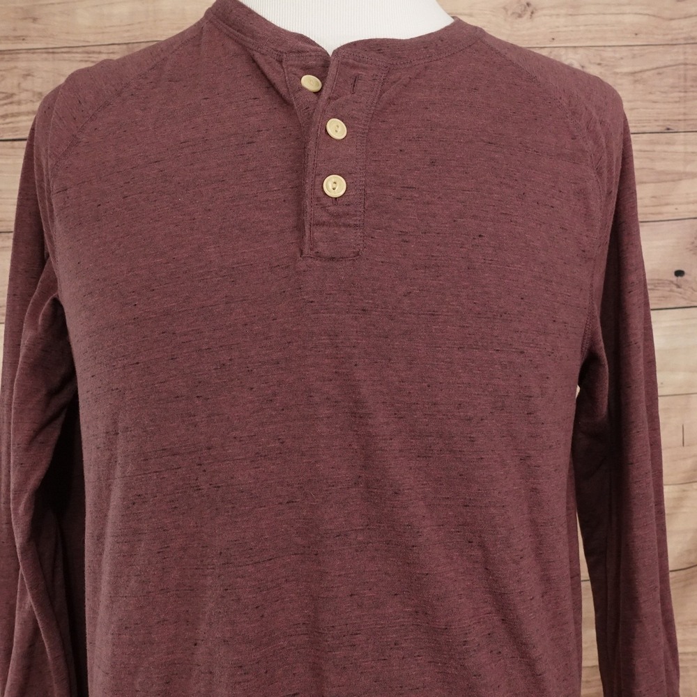 Goodfellow & Co Shirt Mens L Red Long Sleeve Henley Tagless Jersey Tee T-Shirt